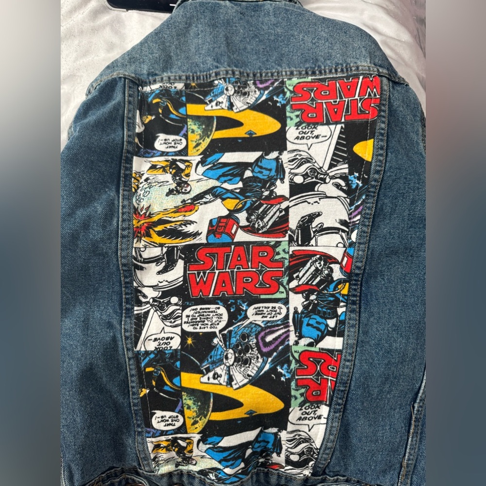 Star Wars Denim Jacket-  custom vintage character print design.